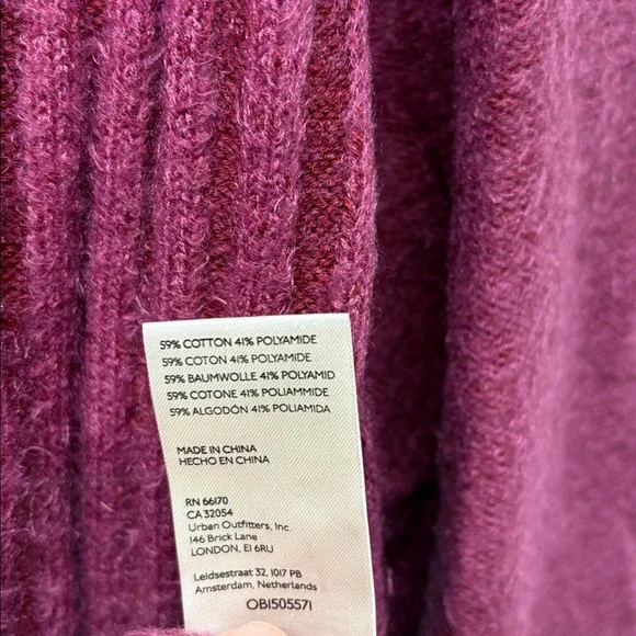 Free People Big City Oversized Chunky Knit Turtleneck Ribbed Sweater Mulberry M - Picture 5 of 6